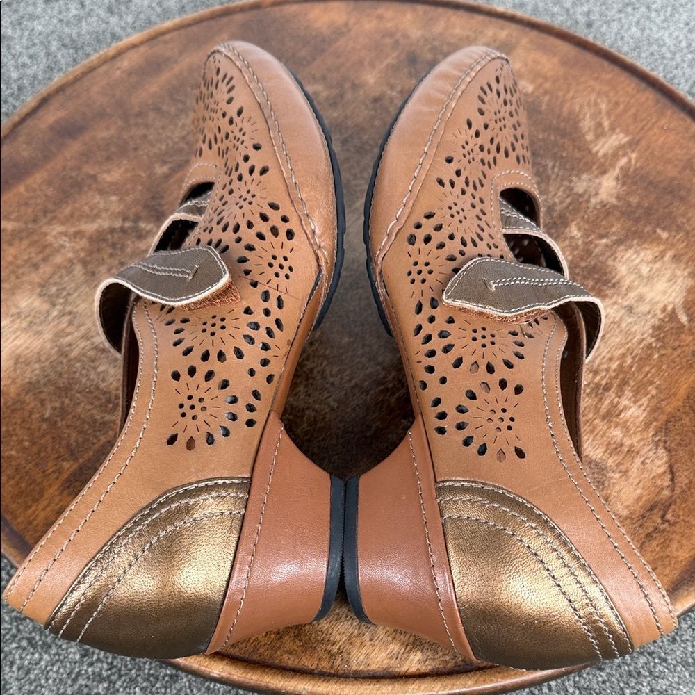 Aravon Shoes Wm 8D Brown Leather Mary Jane Kitten Heel Loafers New Balance - Picture 9 of 15